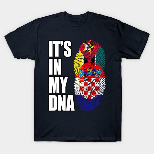 Croatian And Mozambican Mix DNA Flag Heritage T-Shirt by Just Rep It!!